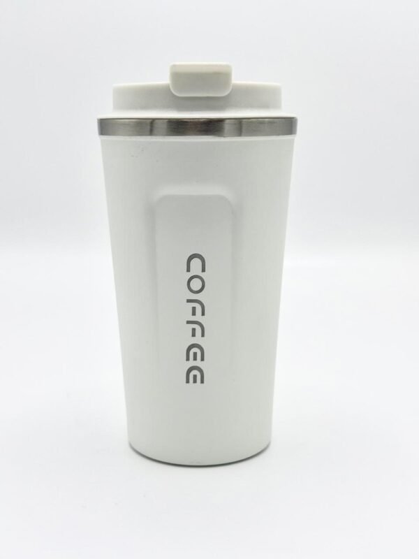 White Coffee Mug with Lid - Image 2