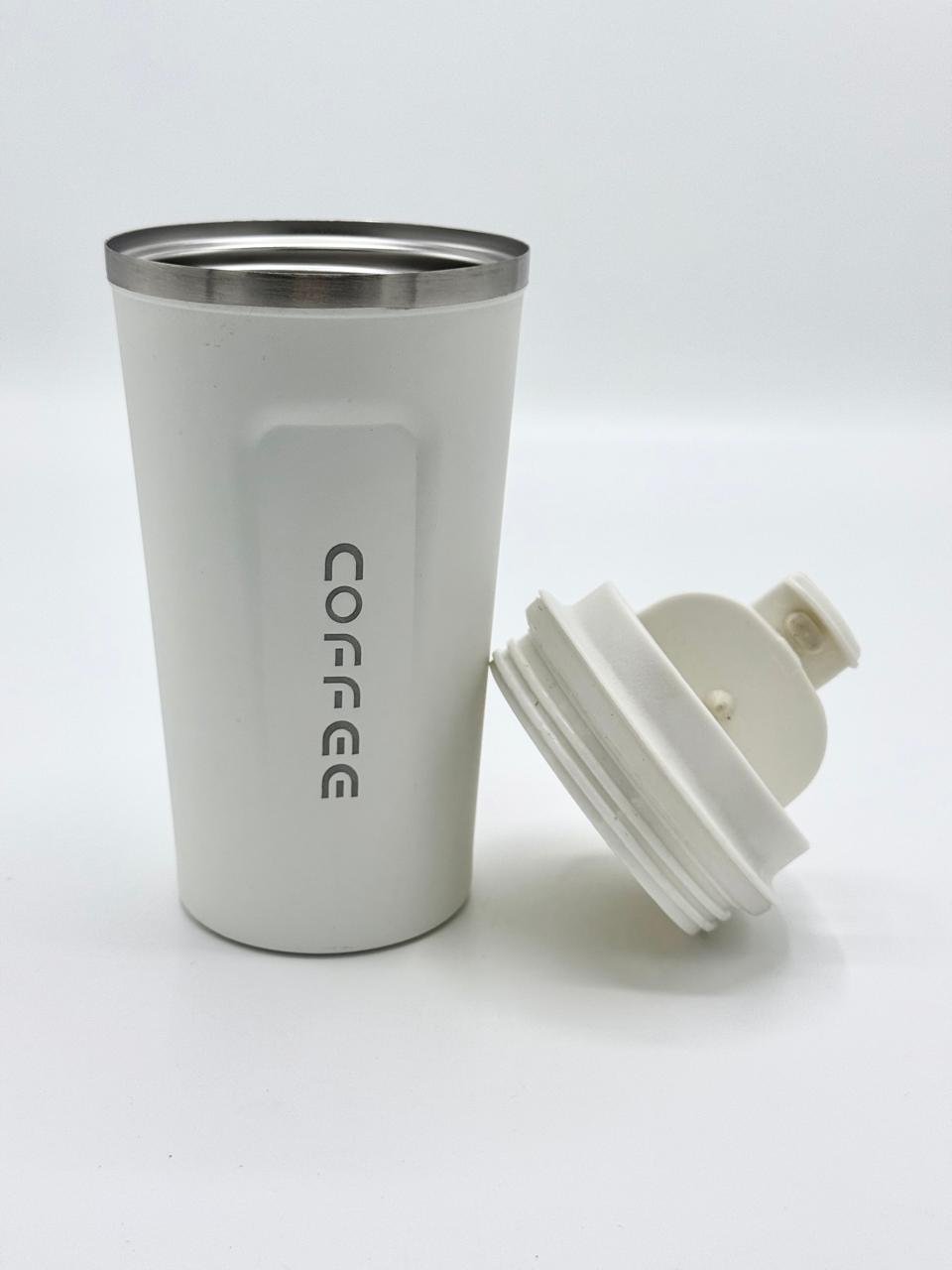 White Coffee Mug with Lid - Image 3